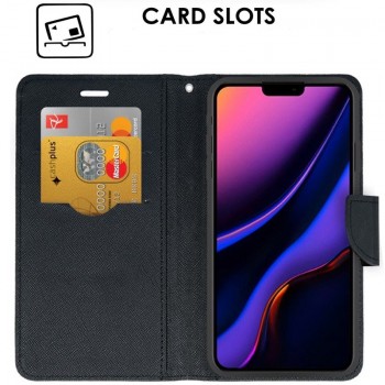 Atverčiamas dėklas su skyreliais - juodas (IPHONE 11 PRO MAX)